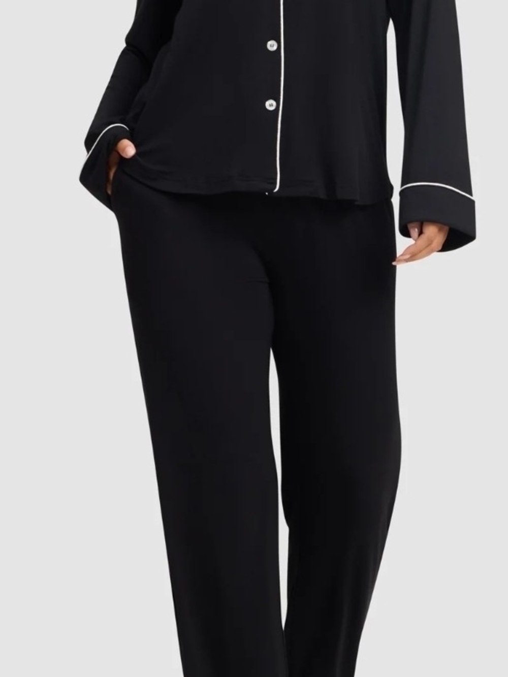 NEW CozyEarth Knit Long Sleeve Pajama Set Black